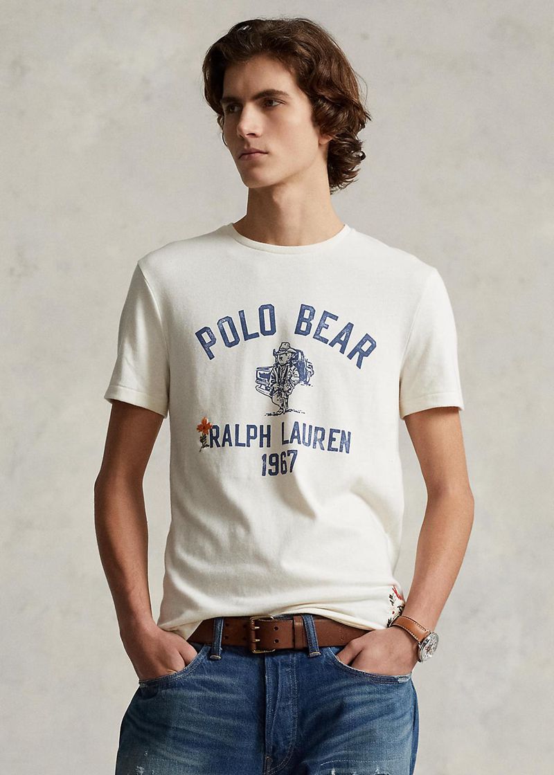 Camiseta Polo Ralph Lauren Hombre Custom Slim Fit Polo Bear Jersey Chile Blancas KNGZX-2738